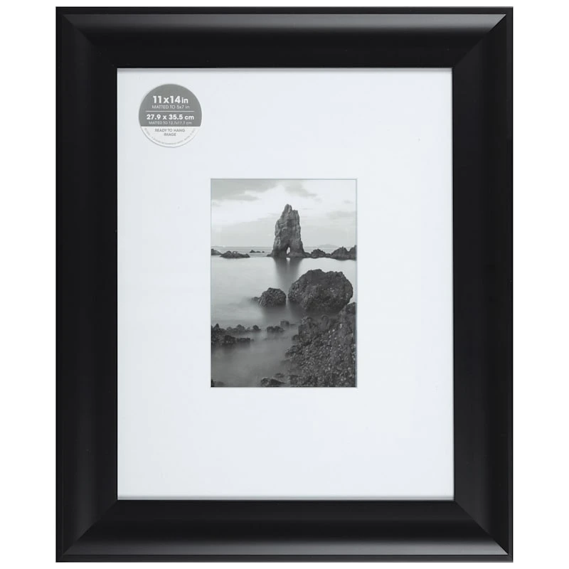 11x14 Matted To 5x7 Scoop Profile With White Mat Wall Frame, Black 3 11x14 Matted To 5x7 Scoop Profile With White Mat Wall Frame, Black