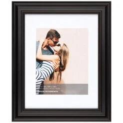 11x14 Matted To 8x10 Ridged Beaded Profile Wall Frame, Black