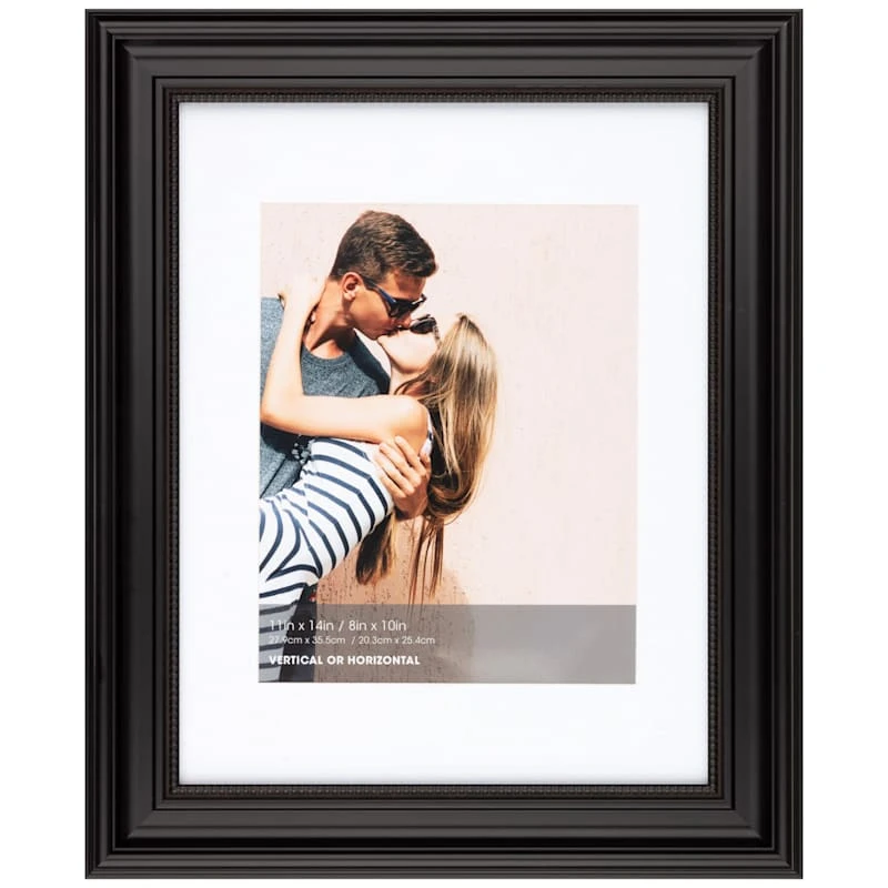 11x14 Matted To 8x10 Ridged Beaded Profile Wall Frame, Black 3 11x14 Matted To 8x10 Ridged Beaded Profile Wall Frame, Black
