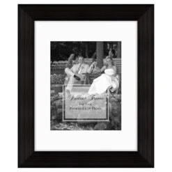 11x14 Matted To 8x10 Wide Linear Portrait Wall Frame, Black