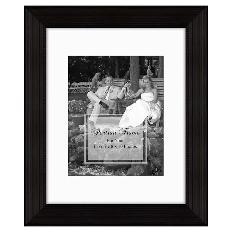 11x14 Matted To 8x10 Wide Linear Portrait Wall Frame, Black 3 11x14 Matted To 8x10 Wide Linear Portrait Wall Frame, Black