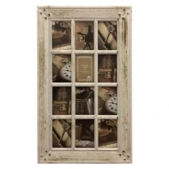 12-Opening Distressed White Window Pane Collage, 30x18