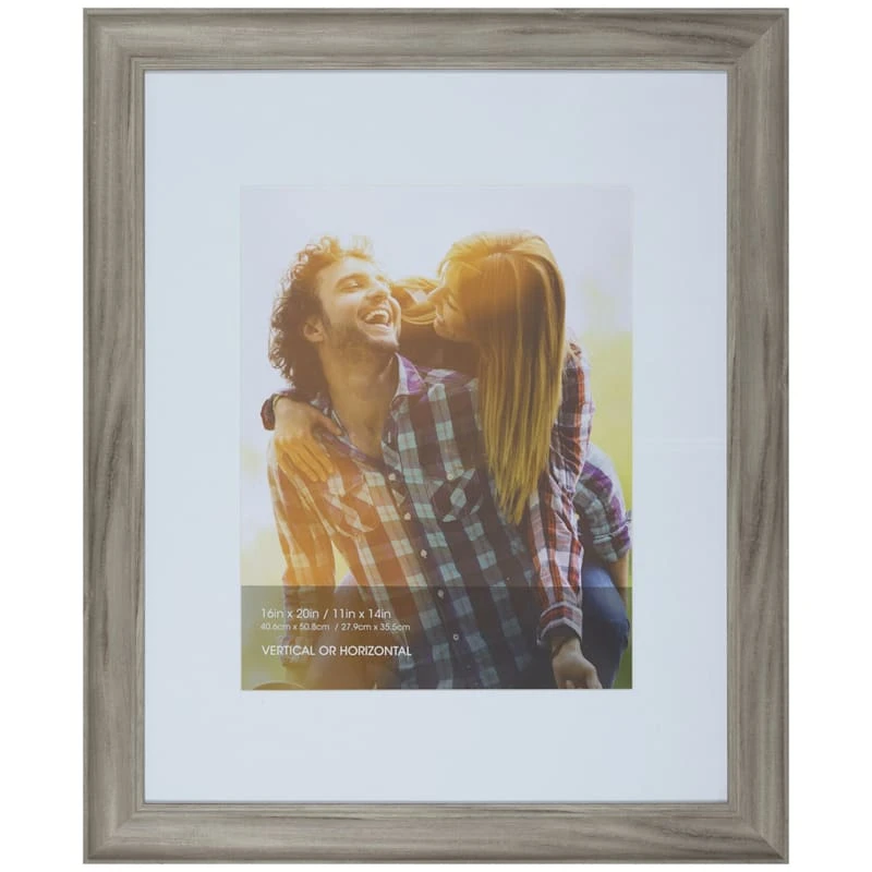 16x20 Matted To 11x14 Scoop With White Mat Wall Frame, Whitewash 3 16x20 Matted To 11x14 Scoop With White Mat Wall Frame, Whitewash