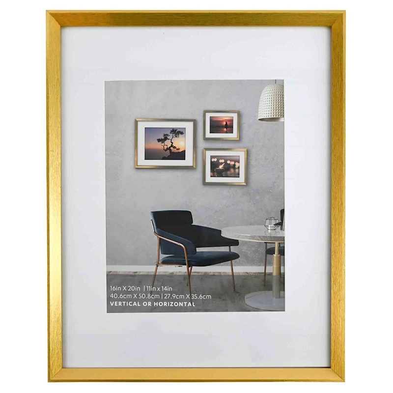 16x20 Matted To 11x14 Wall Frame, Gold 3 16x20 Matted To 11x14 Wall Frame, Gold