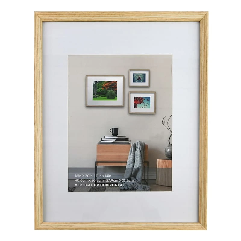 16x20 Matted To 11x14 Wall Frame, Natural 3 16x20 Matted To 11x14 Wall Frame, Natural