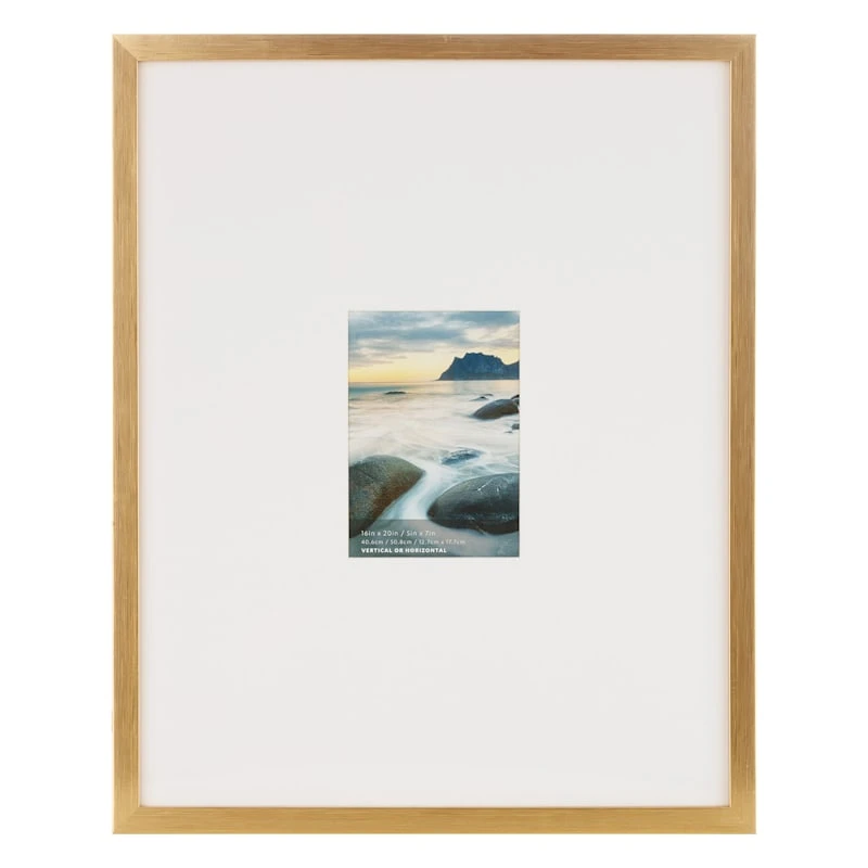 16x20 Matted To 5x7 Wall Frame, Gold 3 16x20 Matted To 5x7 Wall Frame, Gold