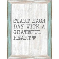 2-Tone Framed Start Each Day A Grateful Heart Textured Wall Sign, 12x16