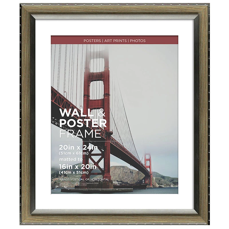 20x24 Matted To 16x20 Poster Wall Frame, Gray & Silver 3 20x24 Matted To 16x20 Poster Wall Frame, Gray & Silver