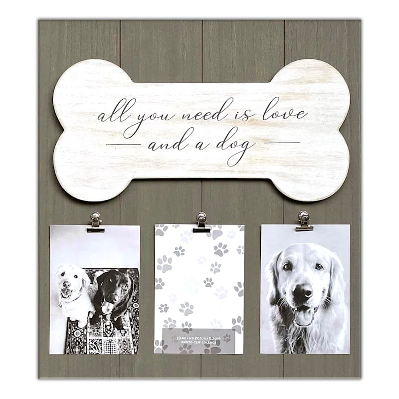 3-Clip Gray All You Need Is Love & A Dog Collage, 15.5x 17.2 3 3-Clip Gray All You Need Is Love & A Dog Collage, 15.5x 17.2