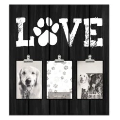 3-Clip Love With Paw Printed Photo Collage, 15.7x17.5