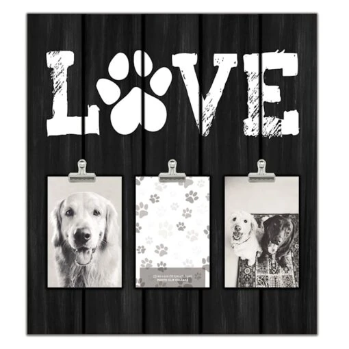 3-Clip Love With Paw Printed Photo Collage, 15.7x17.5 -Athome Sales 3 clip love with paw printed photo collage 15.7x17.5