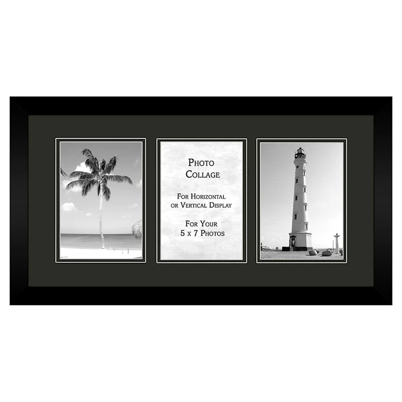 3-Opening Black Mat Collage Photo Frame, 20x10 3 3-Opening Black Mat Collage Photo Frame, 20x10