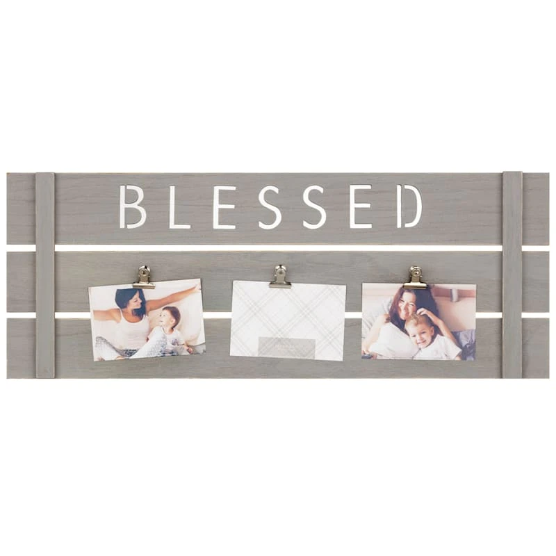 3-Opening Greywash Plank With Blessed Cutout Word Clip Collage Frame 3 3-Opening Greywash Plank With Blessed Cutout Word Clip Collage Frame