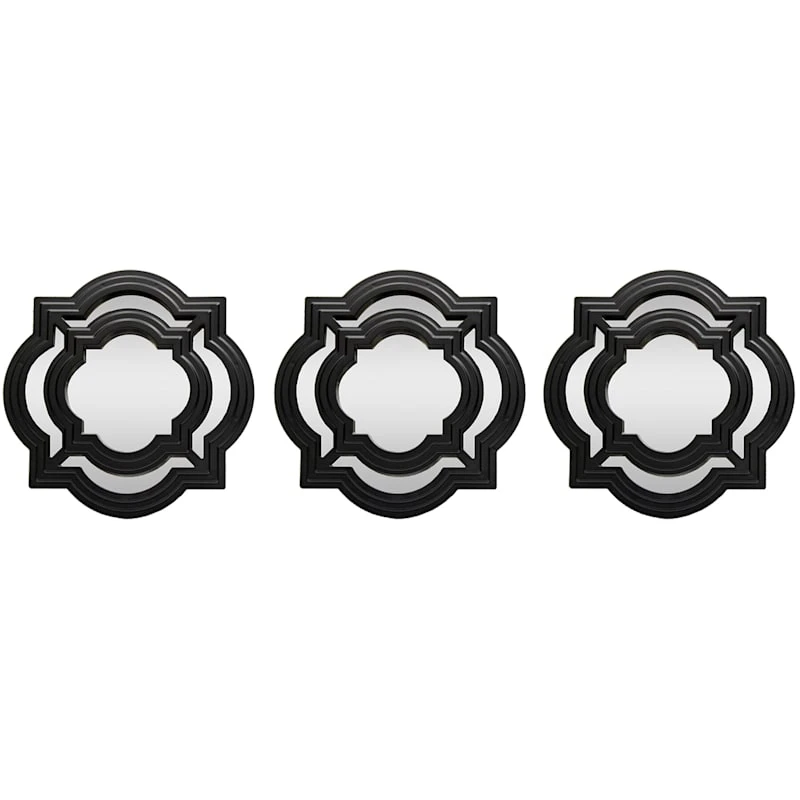 3-Piece Black Wall Mirror Set, 10" 3 3-Piece Black Wall Mirror Set, 10"