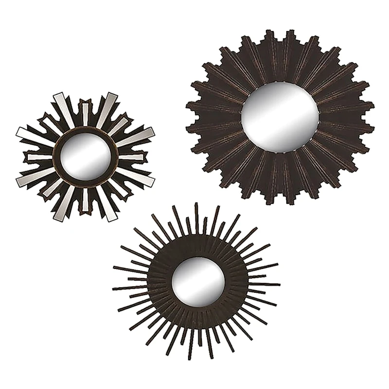 3-Piece Brown Wall Mirror Set 3 3-Piece Brown Wall Mirror Set