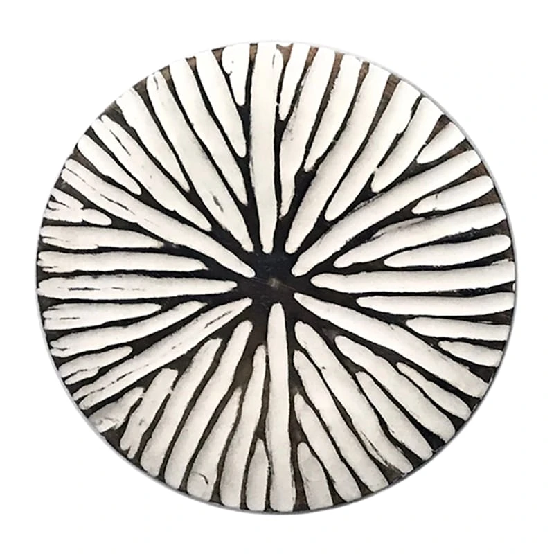 3-Piece Carved Black & White Decorative Wall Plates, 12" 4 3-Piece Carved Black & White Decorative Wall Plates, 12" - Image 2