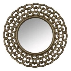 3-Piece Gold Chain Framed Round Wall Mirror Set, 15" 7 3-Piece Gold Chain Framed Round Wall Mirror Set, 15" -Athome Sales 3 piece gold chain framed round wall mirror set 15 2