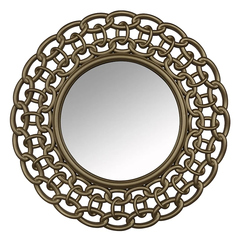 3-Piece Gold Chain Framed Round Wall Mirror Set, 15" 5 3-Piece Gold Chain Framed Round Wall Mirror Set, 15" - Image 3