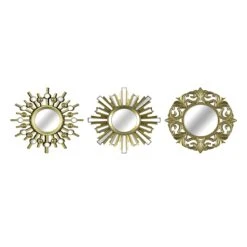 3-Piece Gold Ornate Wall Mirror Set, 10"
