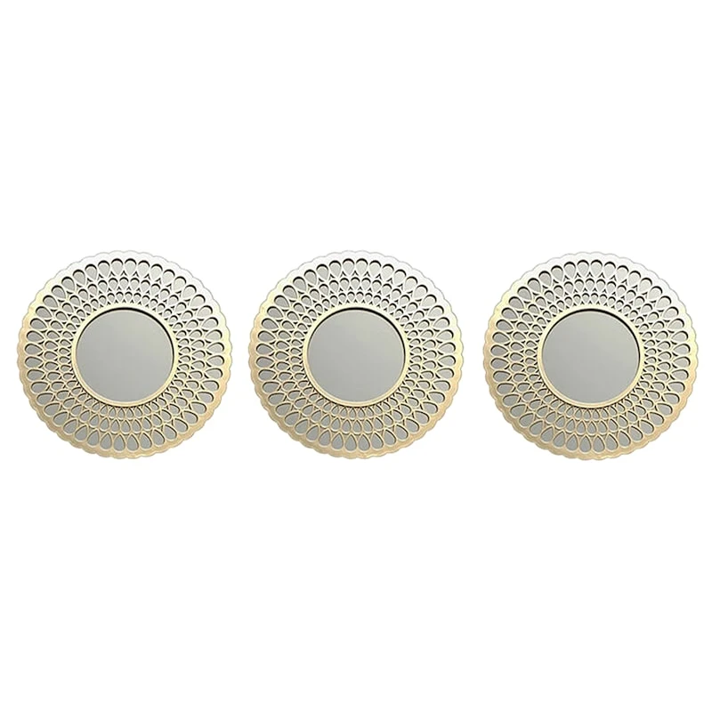 3-Piece Gold Round Wall Mirror Set 3 3-Piece Gold Round Wall Mirror Set