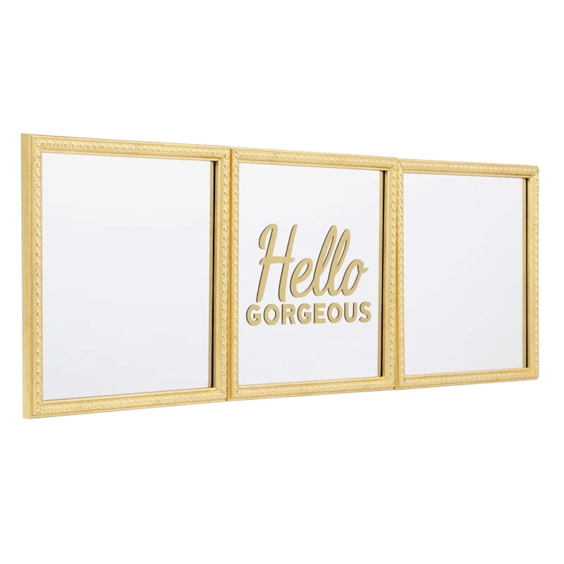 3-Piece Hello Gorgeous Gold Framed Wall Mirror Set, 10" 4 3-Piece Hello Gorgeous Gold Framed Wall Mirror Set, 10" - Image 2
