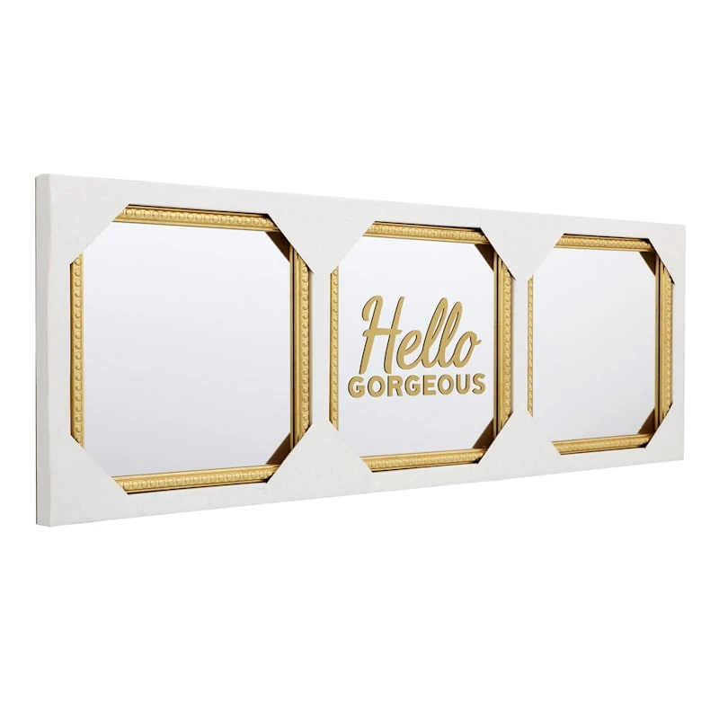 3-Piece Hello Gorgeous Gold Framed Wall Mirror Set, 10" 10 3-Piece Hello Gorgeous Gold Framed Wall Mirror Set, 10" - Image 8