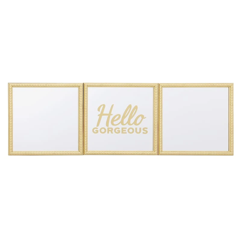 3-Piece Hello Gorgeous Gold Framed Wall Mirror Set, 10" 3 3-Piece Hello Gorgeous Gold Framed Wall Mirror Set, 10"