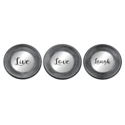 3-Piece Live, Love, Laugh Silver Framed Wall Mirror Set, 10"