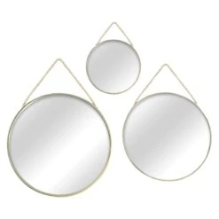 3-Piece Round Mirror Set W/Chain Hanger