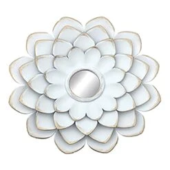 3-Piece White Floral Accent Wall Mirror Set, 14" -Athome Sales 3 piece white floral accent wall mirror set 14 1