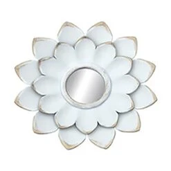 3-Piece White Floral Accent Wall Mirror Set, 14" -Athome Sales 3 piece white floral accent wall mirror set 14 2