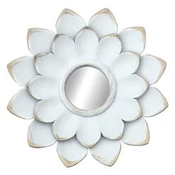 3-Piece White Floral Accent Wall Mirror Set, 14" -Athome Sales 3 piece white floral accent wall mirror set 14 4