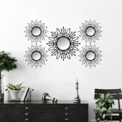 5-Piece Metallic Framed Floral Burst Wall Mirror Set 7 5-Piece Metallic Framed Floral Burst Wall Mirror Set -Athome Sales 5 piece metallic framed floral burst wall mirror set 2