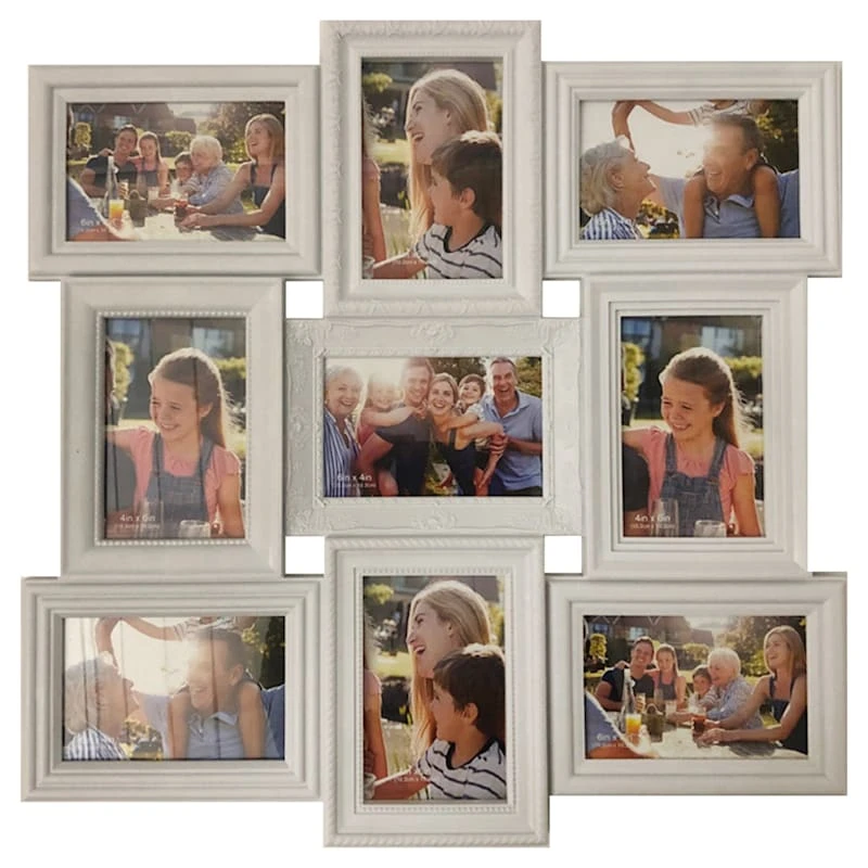 9-Opening White Collage Photo Frame, 21" 3 9-Opening White Collage Photo Frame, 21"