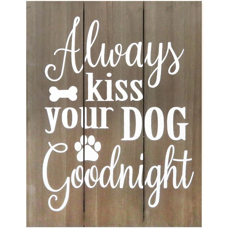 Always Kiss Your Dog Goodnight Wood Canvas Wall Sign, 11x14 3 Always Kiss Your Dog Goodnight Wood Canvas Wall Sign, 11x14