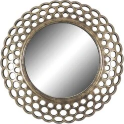 Antique Gold With Open Frame Round Wall Mirror, 16"