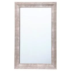 Antiqued Silver Barb Framed Wall Mirror, 24x36