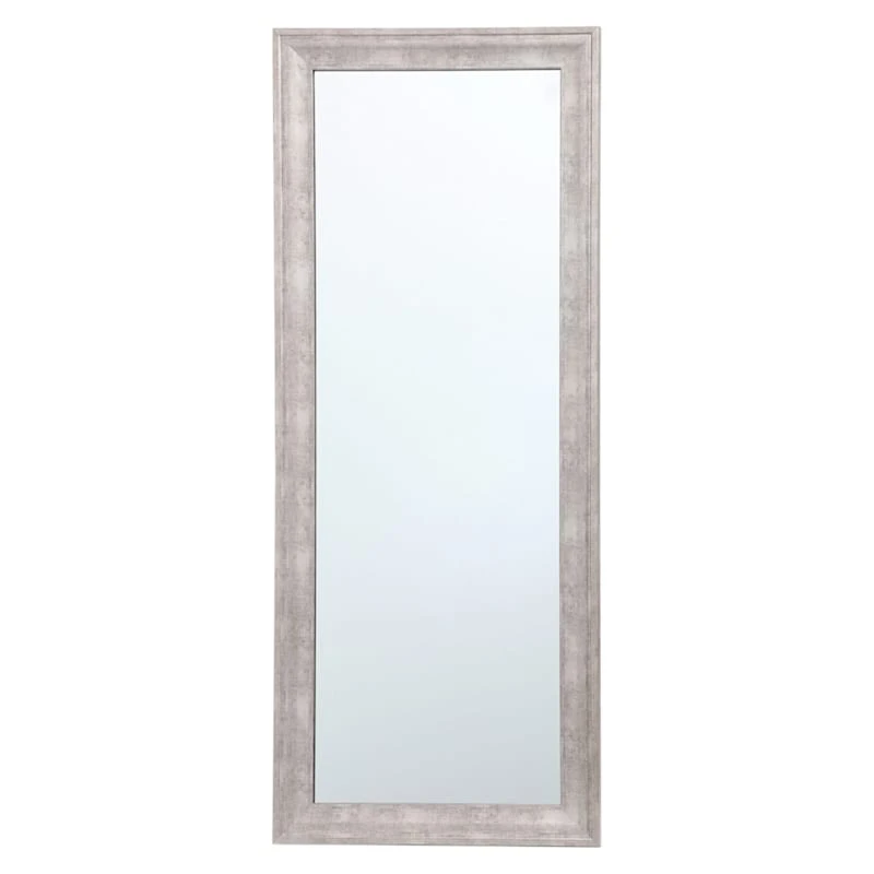 Antiqued Silver Barb Framed Wall Mirror, 24x58 3 Antiqued Silver Barb Framed Wall Mirror, 24x58