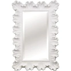 Ariel White Ruffle Framed Wall Mirror, 33x48