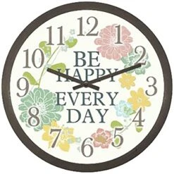 Be Happy Everyday Floral Print Accent Wall Clock, 12x12