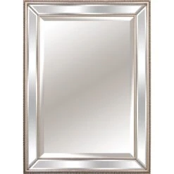 Beaded Silver Framed Wall Mirror, 39x49