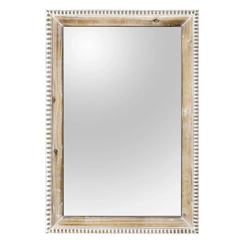 Beaded Wood Framed Wall Mirror, 20x30 3 Beaded Wood Framed Wall Mirror, 20x30
