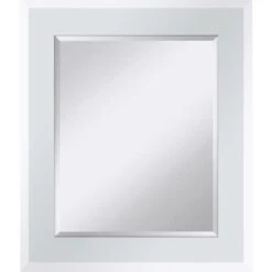 Bevel Mirror With High Gloss White Frame Wall Mirror, 23x27