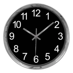 Black & Chrome Accent Wall Clock, 10"