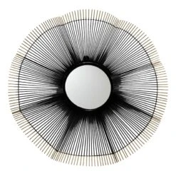 Black & Gold Wave Wall Mirror, 30"