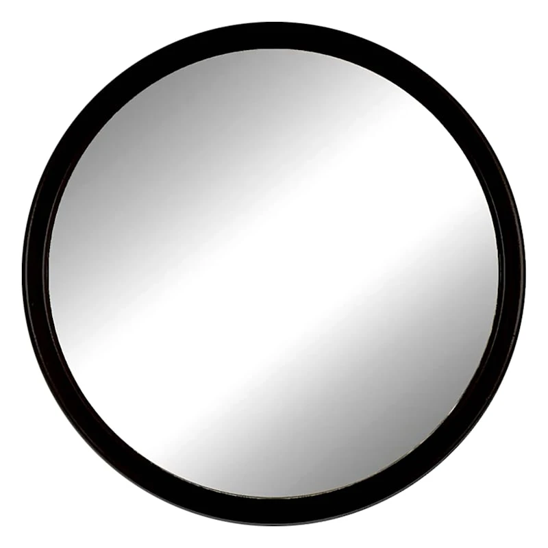 Black Metal Round Wall Mirror, 14" 3 Black Metal Round Wall Mirror, 14"