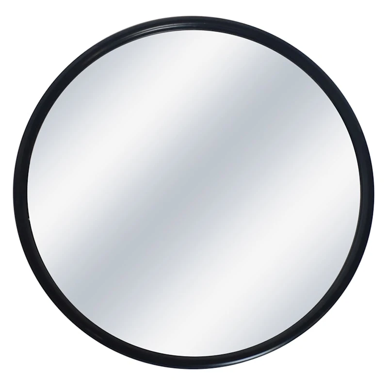 Black Metal Round Wall Mirror, 22" 3 Black Metal Round Wall Mirror, 22"