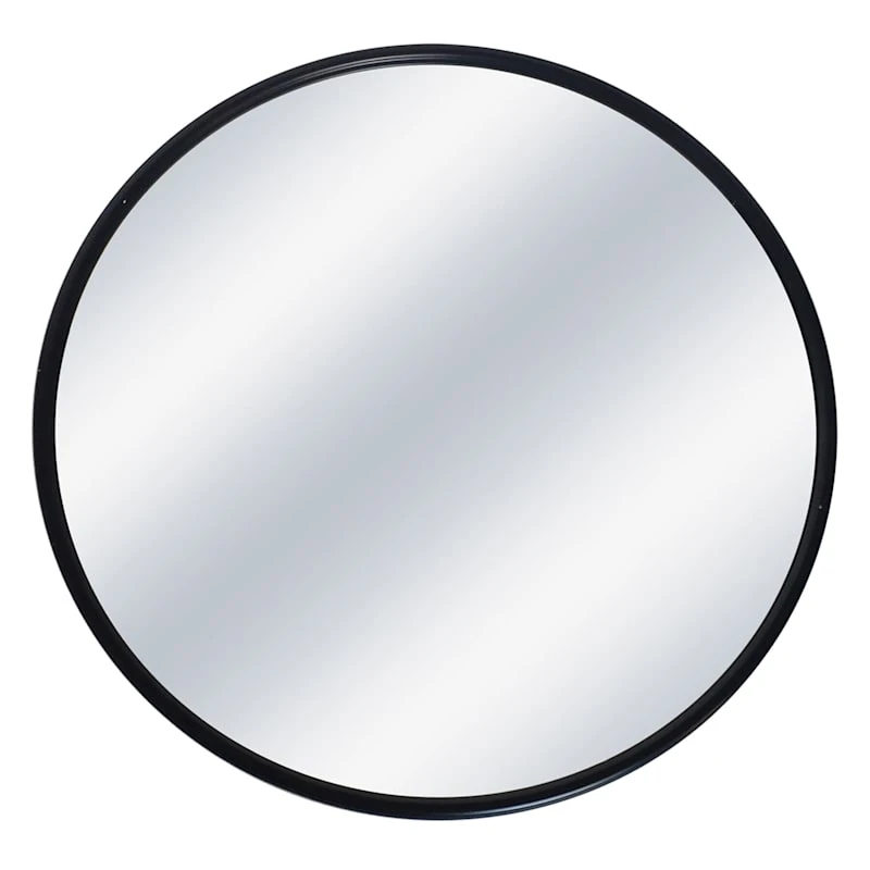 Black Metal Round Wall Mirror, 32" 3 Black Metal Round Wall Mirror, 32"