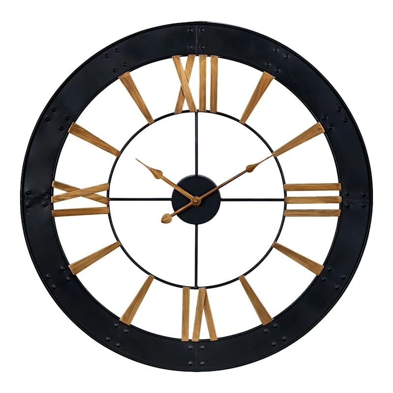 Black Metal Wall Clock, 24" 3 Black Metal Wall Clock, 24"