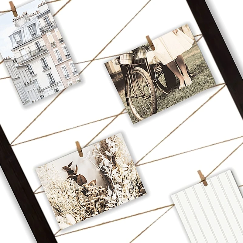 Black String Collage With Clothespin Photo Clips, 20x40 4 Black String Collage With Clothespin Photo Clips, 20x40 - Image 2